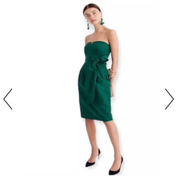 J.Crew NWT Tie-Waist Strapless Dress in Faille Green Size 4 - Picture 4 of 6
